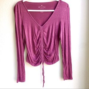 4/$20🛍 AEO Soft & Sexy Purple Long Sleeve Crop Top